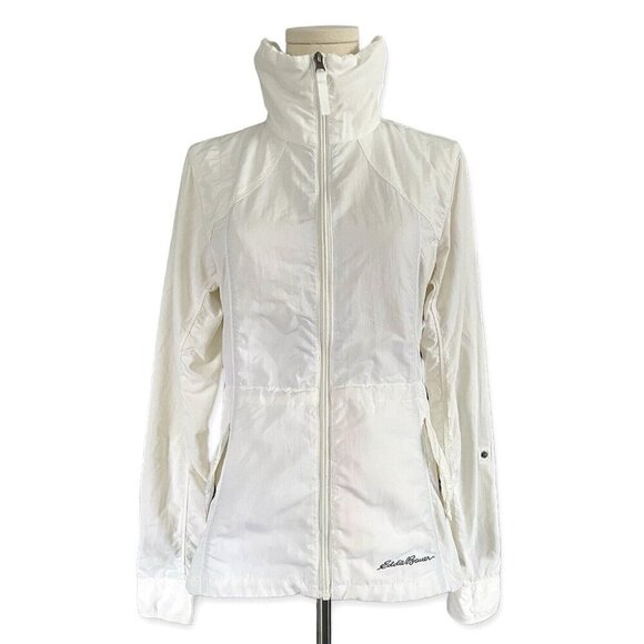 Eddie Bauer Womens First Ascent Travex Nylon Jacket Size XS Full Zip White Logo - Picture 1 of 16